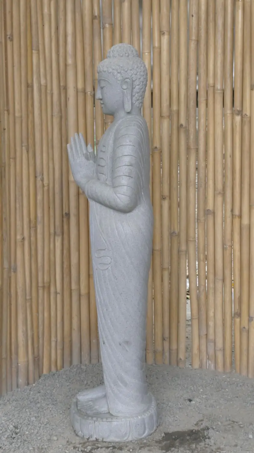  Product image 6 of the product “Standing Buddha made of Riverstone, position Namaskara , H. 150cm. ”